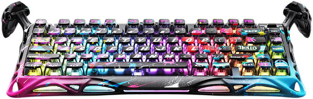 GRAVASTAR MERCURY V75 Pro Special Edition Gaming Keyboard – Neon Graffiti - كيبورد احترافي