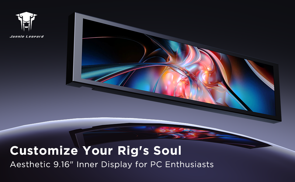 Jungle Leopard 9.16 Inch LCD Mini Secondary Monitor PC Computer|Customizable 1920*480 IPS Temperature display screen-Black شاشة