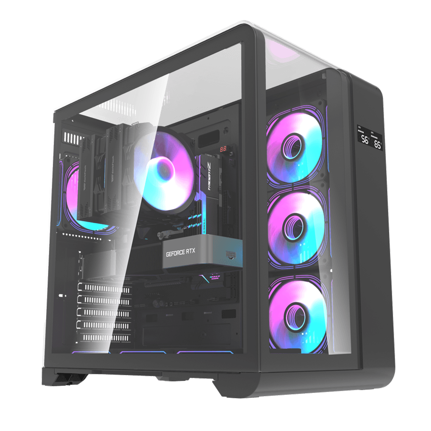 DARKFLASH L280 ATX Case Dual Digital Display Screen With Fans - Black - كيس DARKFLASH L280 ATX Case Dual Digital Display Screen With Fans - Black - كيس
