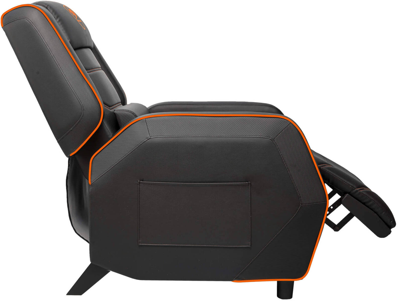 Cougar Ranger S Gaming Sofa, Side Storage Pocket, Breathable PVC Leather, Headrest Lumbar Pillow, Adjustable Design, Up to 160Kg Weight Capcity, Black/Orange - كرسي للقيمنق