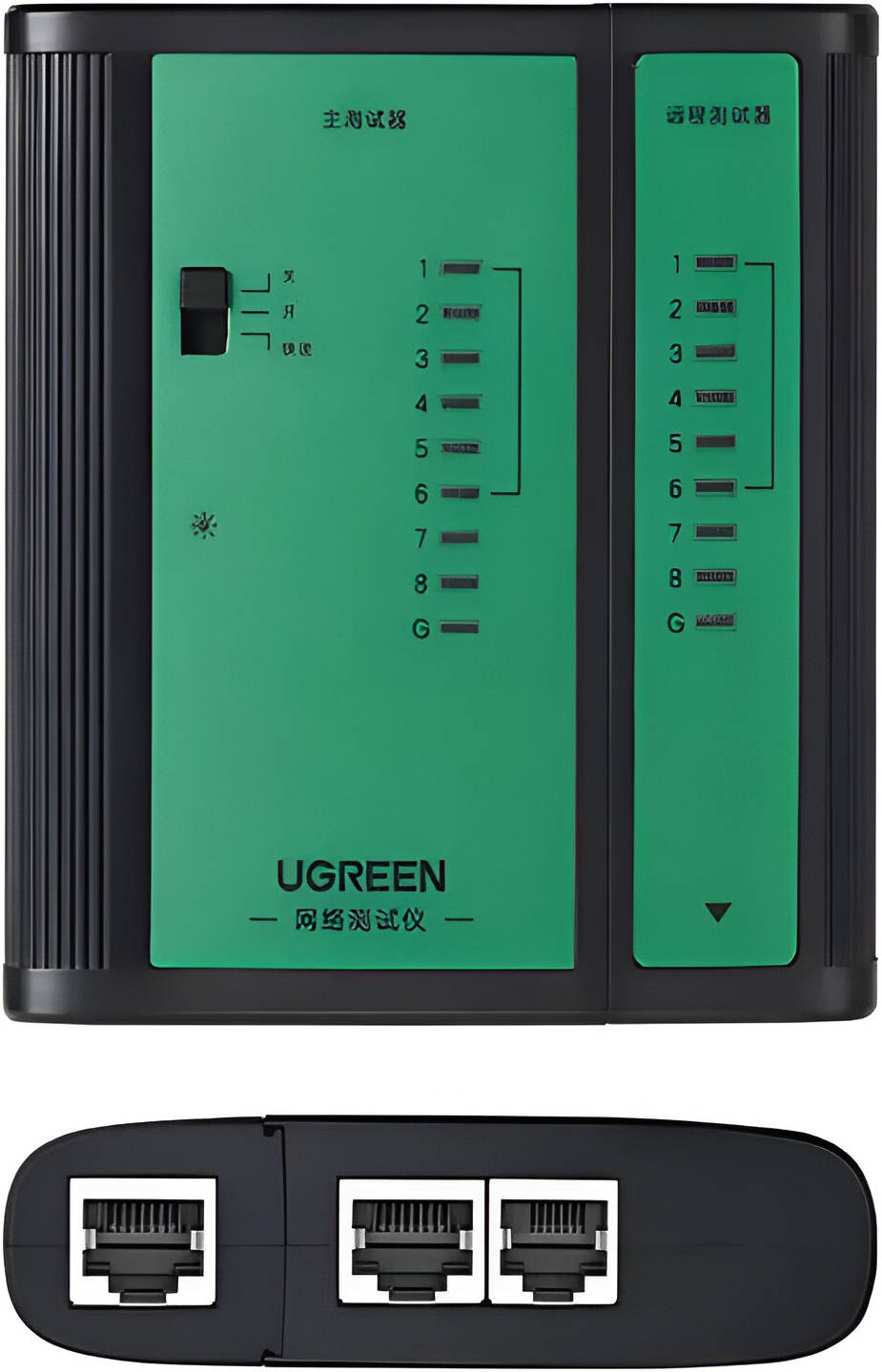 GREEN NW167 Network & Telephone Cable Tester, x1 8P8C RJ45 & x1 6P6C RJ12 Output, 1x 8P8C RJ45 & x1 6P6C RJ12 Input, Indicator Light, BNC Coaxial Cable Test Ethernet, Black - فاحص للاثرنت