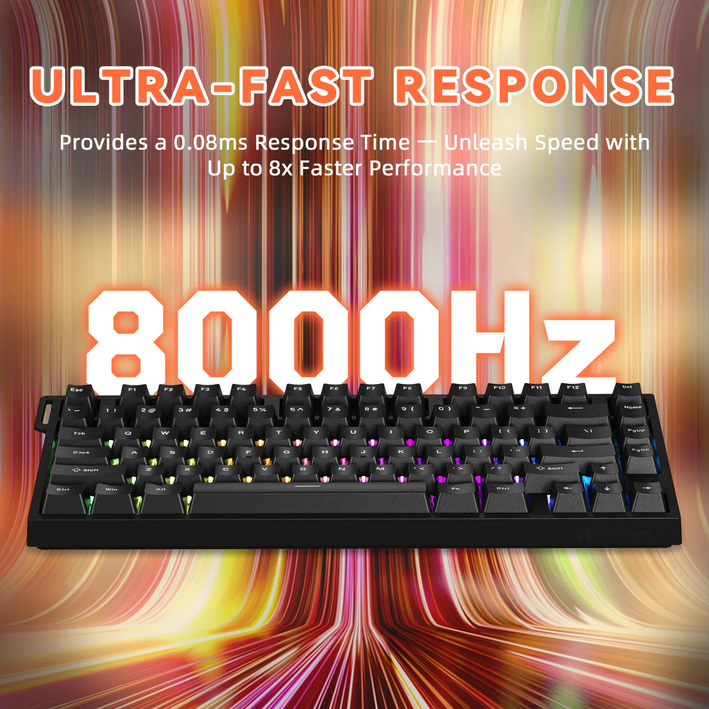 ATTACK SHARK R82 HE Rapid Trigger Keyboard Magnetic Switch with 0.005MM RT Black - كيبورد مغناطيسي أسود
