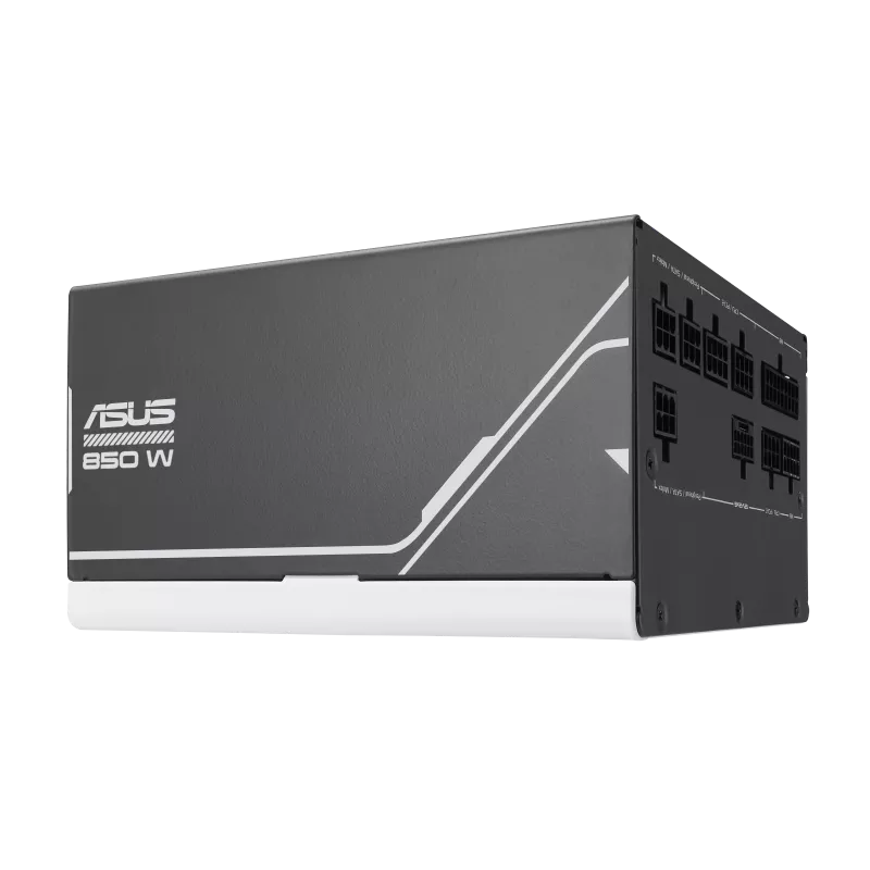 ASUS Prime AP-850G Fully Modular ATX Power Supply, 850W Power, 80 Plus Gold Efficiency, Active PFC, ATX 3.0 Compatible, Dual-Ball Fan Bearings, White - مزود الطاقة