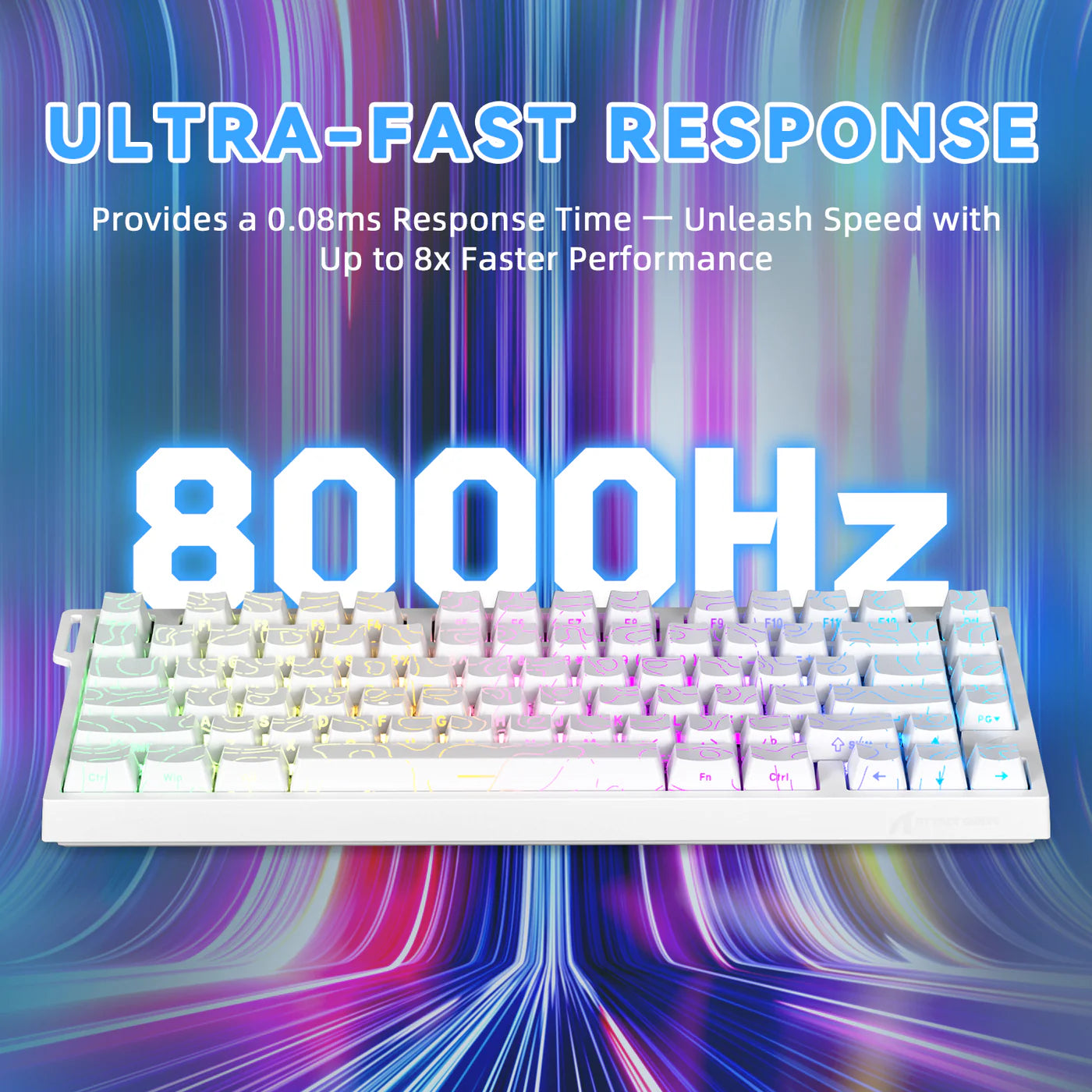ATTACK SHARK R82 HE Rapid Trigger Keyboard Magnetic Switch with 0.005MM RT White Contours - كيبورد مغناطيسي أبيض
