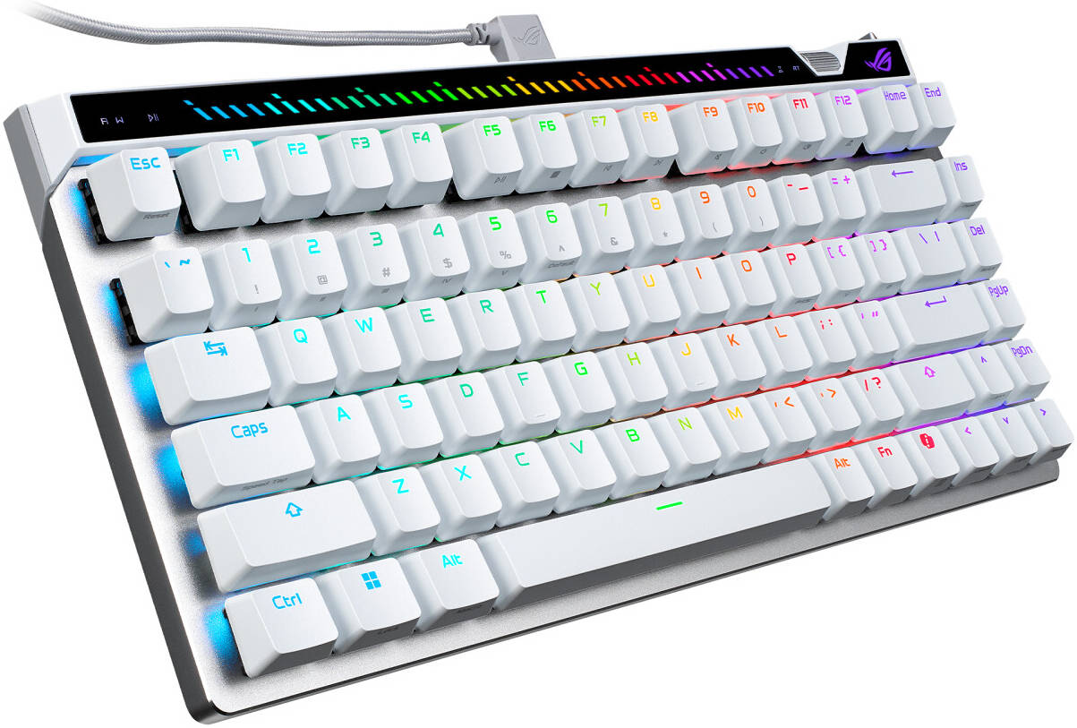 ASUS ROG Falchion Ace 75 HE Gaming Keyboard, Magnetic Switch, Hot-Swappable, English-Arabic Layout White - كيبورد اسوس مغناطيسي أبيض