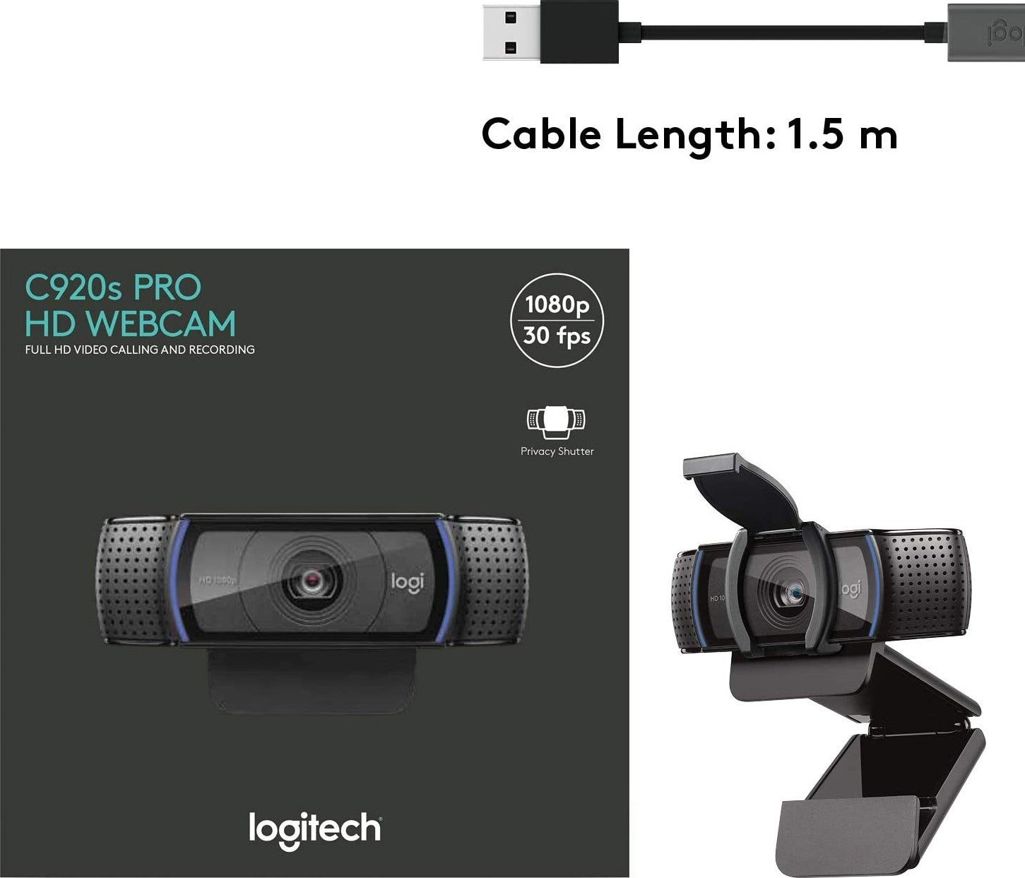 Logitech C920 HD Pro Webcam 1080p Full HD Video Calling & Streaming - كاميرا لوجيتك
