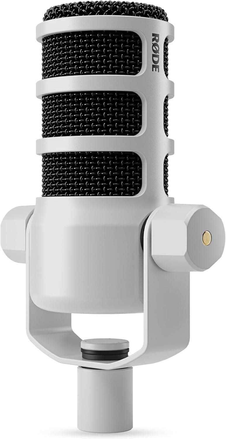 Rode PodMic XLR Dynamic Podcasting Microphone White - ميكروفون احترافي أبيض