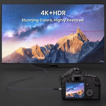 كابل NIERBO Mini HDMI إلى HDMI عالي الدقة 1 متر 4K 60 هرتز كابل مضفر عالي السرعة متوافق مع HDMI ثنائي الاتجاه 2.0 لكاميرا الكمبيوتر اللوحي HDTV - كيبل 