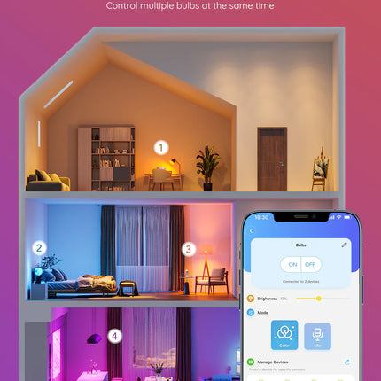 Govee Wi-Fi+ Bluetooth RGBWW Smart LED Bulb - إضاءة