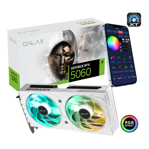 GALAX GeForce RTX™ 5060 EX White 8GB GDDR7 DLSS 4 - كرت شاشه أبيض