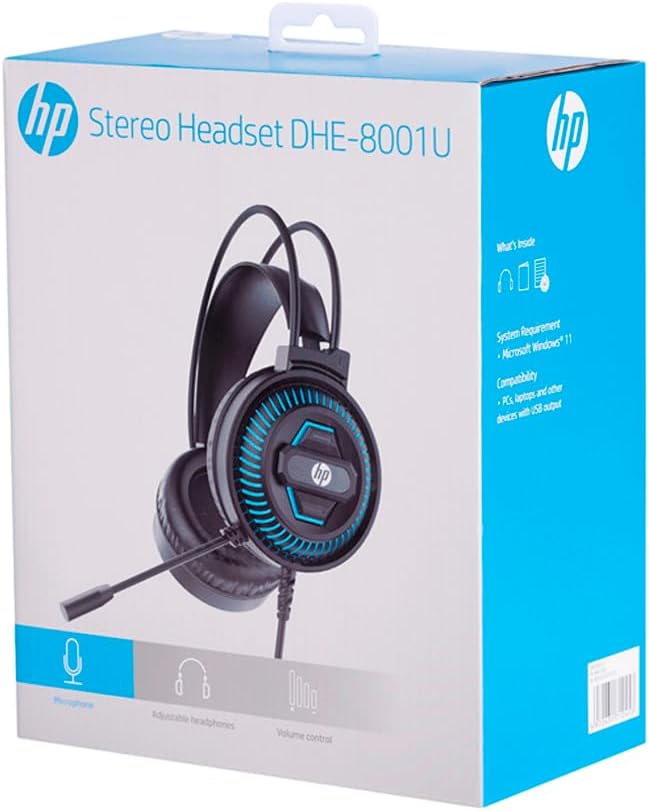 HP DHE-8001U Wired LED Headsets Black - سماعة مريحه