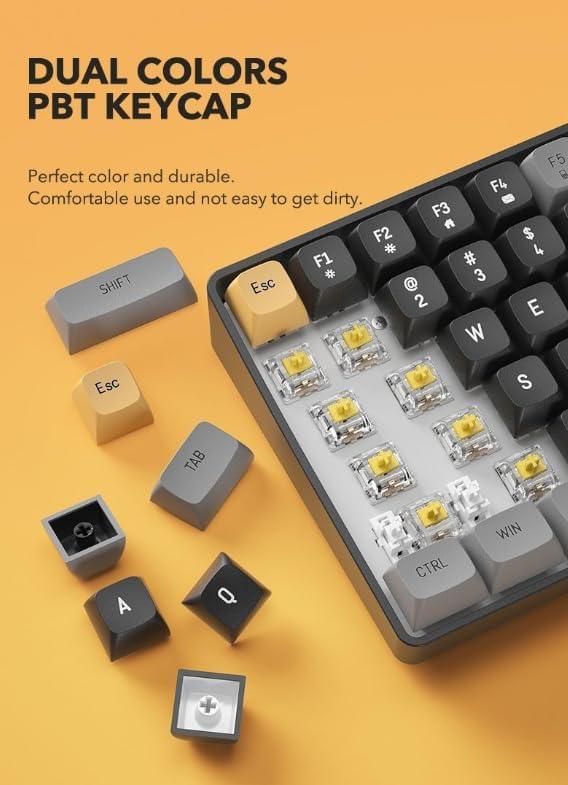 Darkflash GD100 Wireless Mechanical Gaming Keyboard, Gaming Keyboard (Brown Sugar) BLACK - كيبورد ميكانيكي لاسلكي