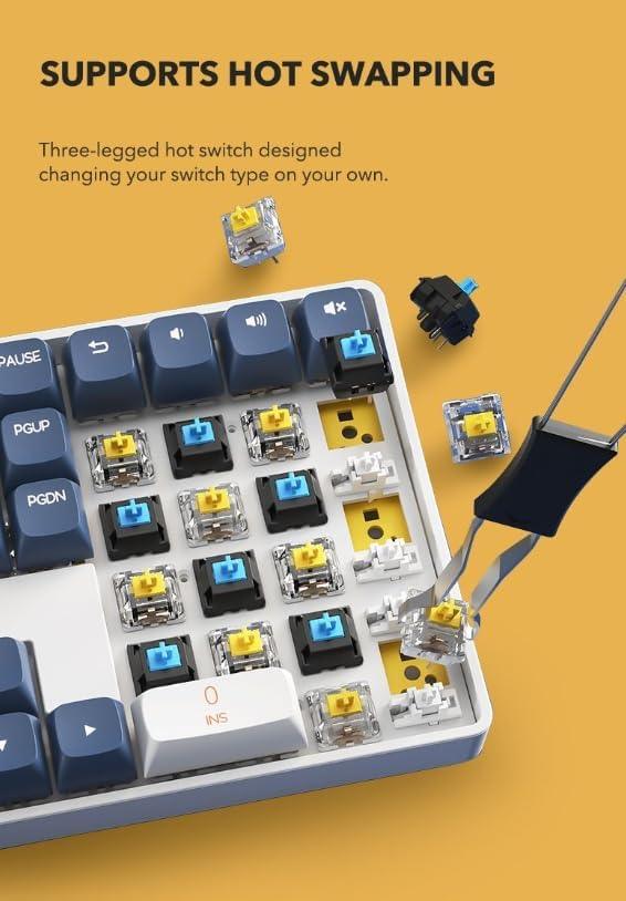 Darkflash GD100 Wireless Mechanical Gaming Keyboard, Gaming Keyboard (Brown Sugar) BLACK - كيبورد ميكانيكي لاسلكي