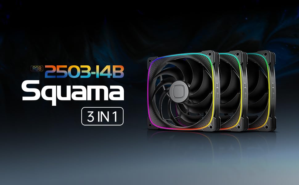 Geometric Future Squama 2503 140mm ARGB PWM Fan 3-Pack - Black - مراوح كيس كبيرة