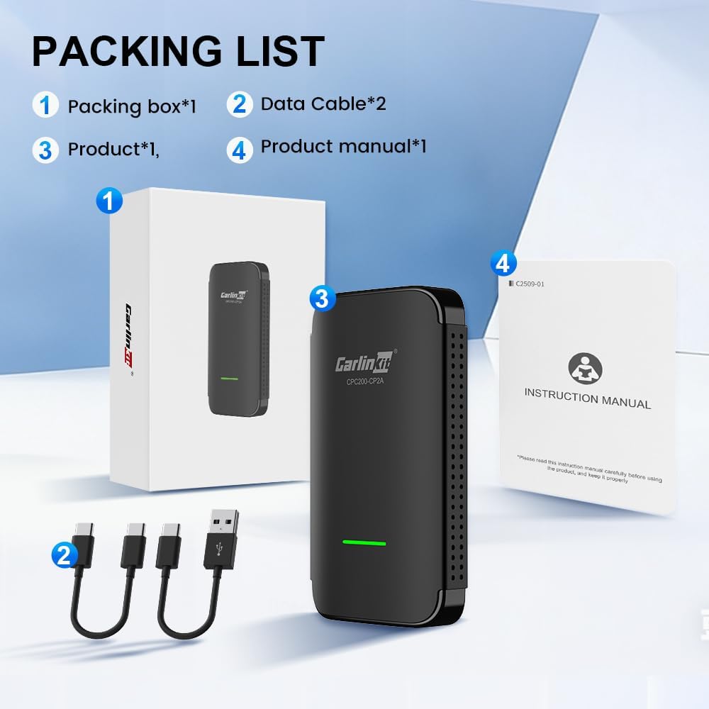 Carlinkit CP2A Pro Adapter – Converts Factory Wired CarPlay to Wireless CarPlay & Android Auto (5.8GHz Dual-Band, USB-A / Type-C) - قطعة تحويل الكاربلاي الى لاسلكي