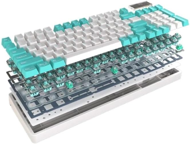 MARVO KG972W EN-BL+WH Wired and wireless keyboard Gasket Mechanical Keyboard White - كيبورد ميكانيكي واير ليس  أبيض