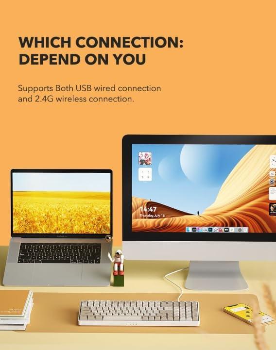 Darkflash GD100 Wireless Mechanical Gaming Keyboard, Gaming Keyboard (Brown Sugar) BLACK - كيبورد ميكانيكي لاسلكي