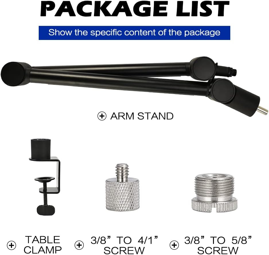 BOMGE Boom Arm Mic Stand - Adjustable Heavy Duty Suspension Boom Scissor Arm Stand with Cable Management Channels, Desk Clamp for Podcasts, Streaming, Gaming, Home Office, Recording -  Bomge-808-B-us black  -ستاند للمايك