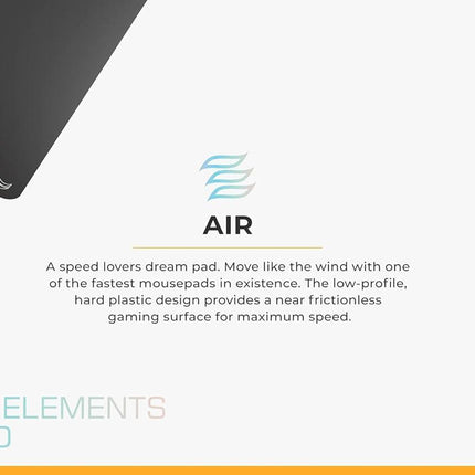 لوحة ماوس هوائية Glorious Elements - لوحة ماوس ألعاب كبيرة صلبة ورفيعة للغاية بسطح مرن من البولي كربونات مقاس 15 × 17 بوصة (AIR) - حصيرة الفأرة