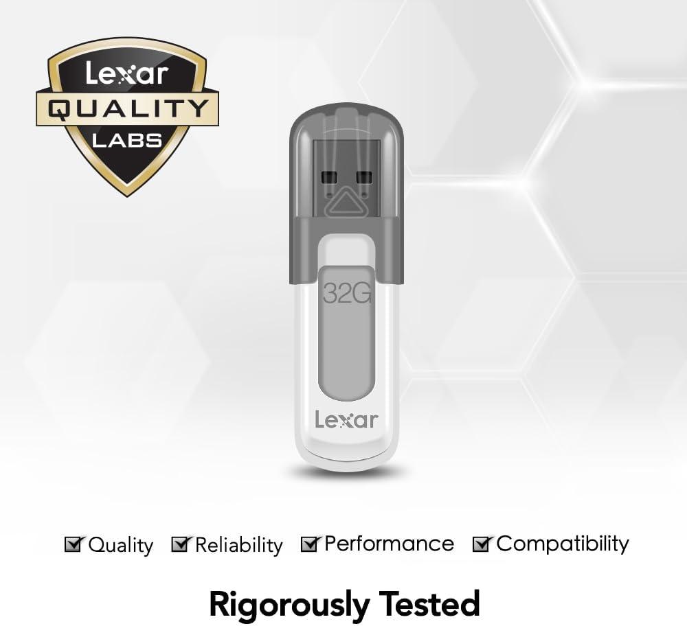 Lexar JumpDrive V100 32GB USB 3.2 Gen 1 Flash Drive, Gray - فلاش ذاكرة