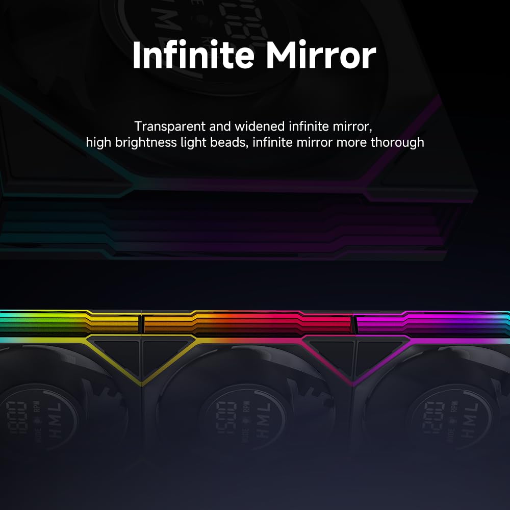 Jungle Leopard Interstellar Digital Fan V4 120mm Case Fan Black-3Pack, Computer Cooling PC ARGB CPU Cooler Daisy Chain Fan - مراوح تبريد مع شاشه