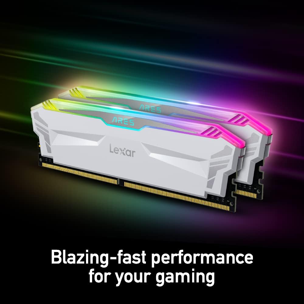Lexar Ares RAM 32GB (2x16GB) DDR5 6800 MHz, CL32 CAS Latency Support Intel XMP 3.0 and AMD EXPO, White - رام