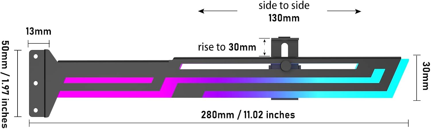 NVRADCHUA ARGB GPU Support Bracket, RGB GPU Holder, black - حامل كرت شاشة
