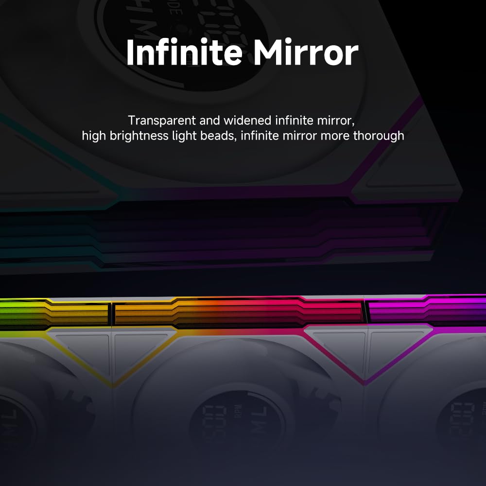 JUNGLE LEOPARD Interstellar Digital Fan V4 120mm Case Fan White-3Pack, Computer Cooling PC ARGB CPU Cooler Daisy Chain Fan - مروحة