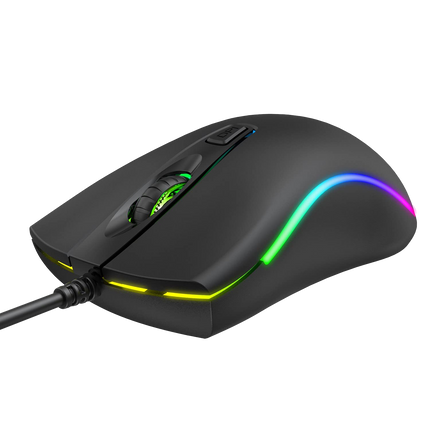 HAVIT MS72 Wired Gaming Optical Mouse 1200 DPI RGB - Black - فأرة  أر جي بي