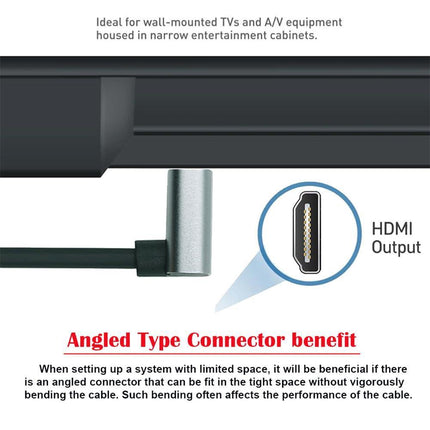 كابل Xiwai 8K HDMI بطول 0.5 متر 4K فائق المرونة رفيع بزاوية 90 درجة من النوع A ذكر إلى ذكر لجهاز كمبيوتر HDTV وجهاز عرض مسرح منزلي 