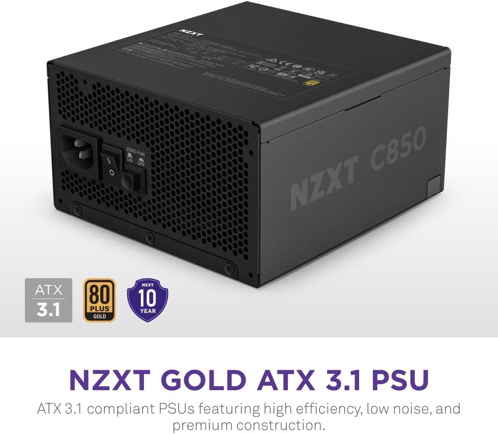 NZXT C850 Gold ATX 3.1 Gold 850W 80+ Fully Modular Low Noise PSU BLACK- مزود طاقة