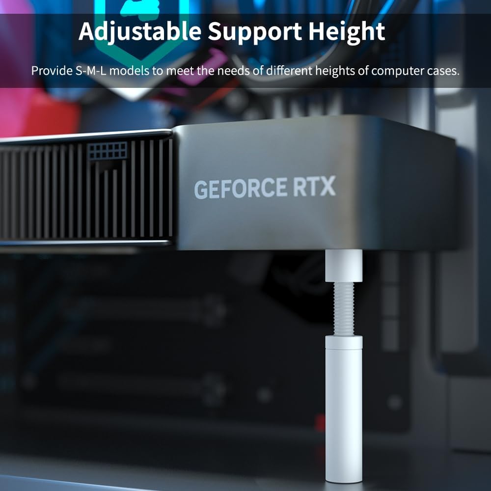 Graphics Card GPU Support Bracket White, GPU Sag Bracket Video Card Stand GPU Holder Graphics Card Support, white - حامل كرت شاشة