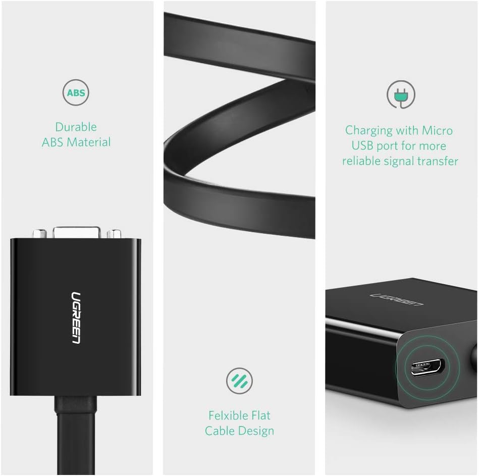 UGREEN DVI-D to VGA Active Converter  Flat Cable - محول ديفي أي إلى في جي اي