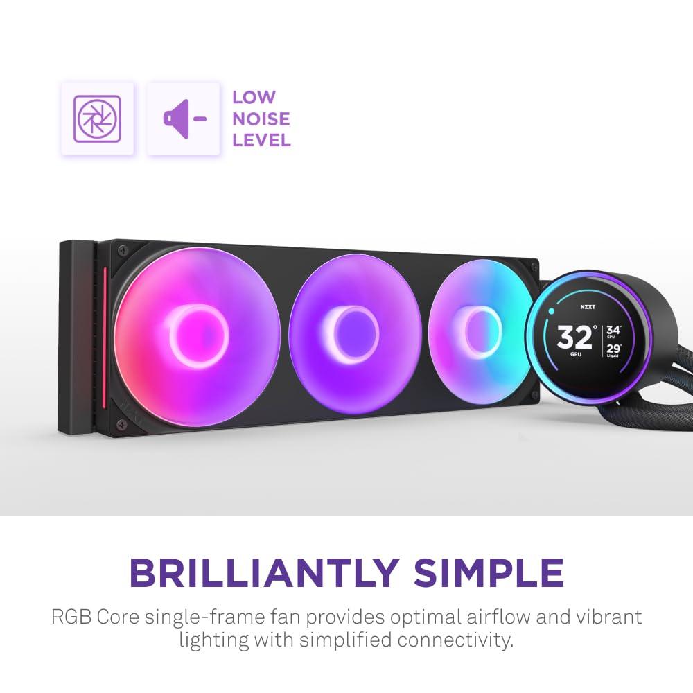 NZXT Kraken Elite 360mm Black RGB 2024 Cooler with Controller - مبرد مائي ممتاز أر جي بي أسود NZXT Kraken Elite 360mm Black RGB 2024 Cooler with Controller - مبرد مائي ممتاز أر جي بي أسود
