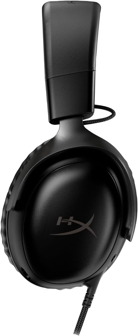 HyperX Cloud III Wired Gaming Headset, For PC / PS5 / PS4 / Xbox Series, Angled 53mm Drivers, Noise Cancelling, With LED Mic Mute Indicator, 10Hz-21kHz Frequency Response, Black - سماعة قيمنق
