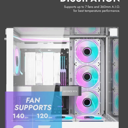 Darkflash TH285 ATX case - 4 ARGB fans - white - كيس