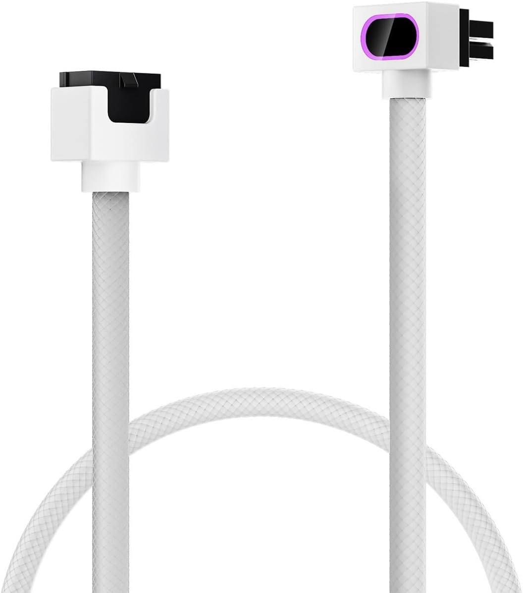 WJCOOLMAN Hydrus 8PIN ARGB CPU Extension Cable 30mm White - كيبل أبيض مضيء