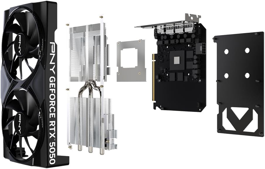 PNY NVIDIA GeForce RTX™ 5050 Dual Fan, Graphics Card (8GB GDDR6, 128-bit, SFF-Ready, PCIe® 5.0, HDMI®/DP 2.1, 2-Slot, NVIDIA Blackwell Architecture, DLSS 4) - كرت شاشه