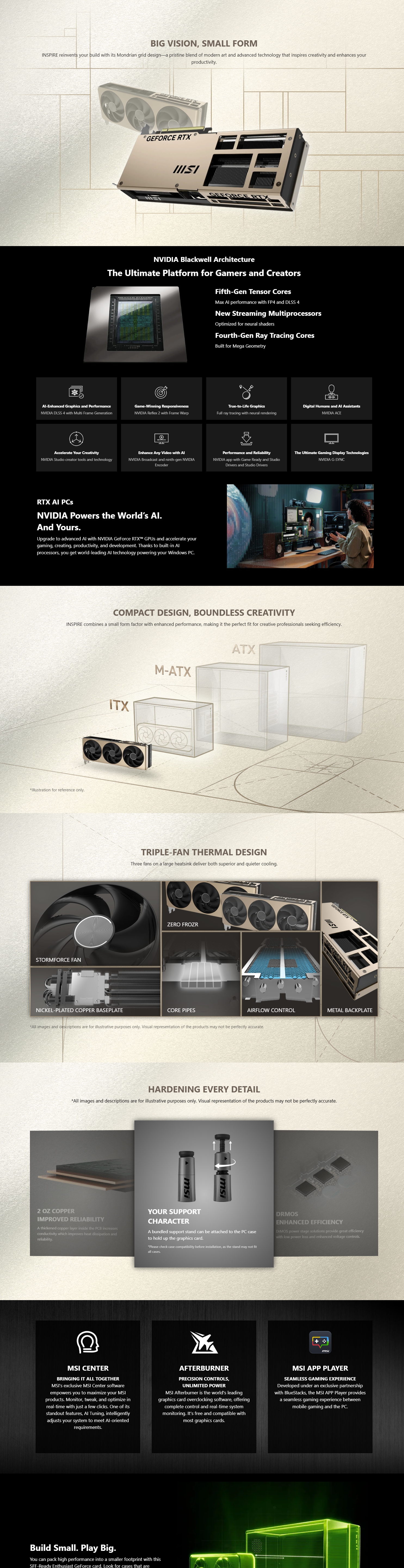 MSI GeForce RTX 5080 INSPIRE 3X OC Graphics Card, 16GB GDDR7 SPICAL EDITION - كرت شاشه نسخه مميزه