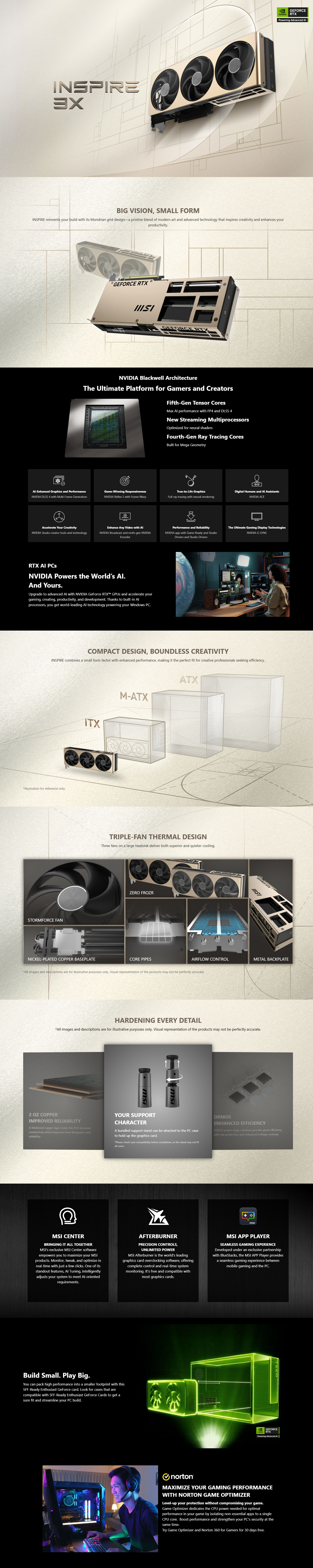 MSI GeForce RTX 5080 INSPIRE 3X OC Graphics Card, 16GB GDDR7 SPICAL EDITION - كرت شاشه نسخه مميزه