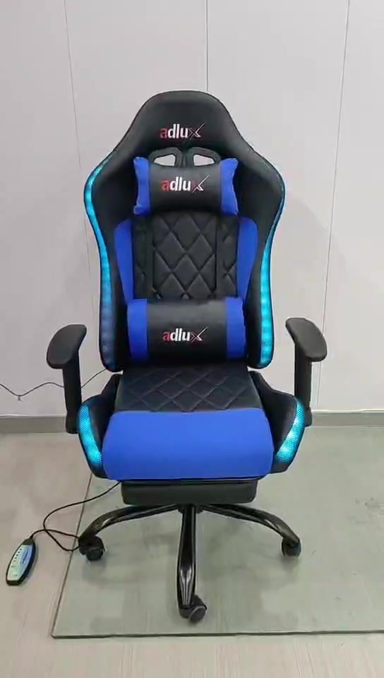 ADLUX GC789 RGB Gaming Chair with Massage Pillow & Footrest, Blue & Black - كرسي قيمنق أزرق