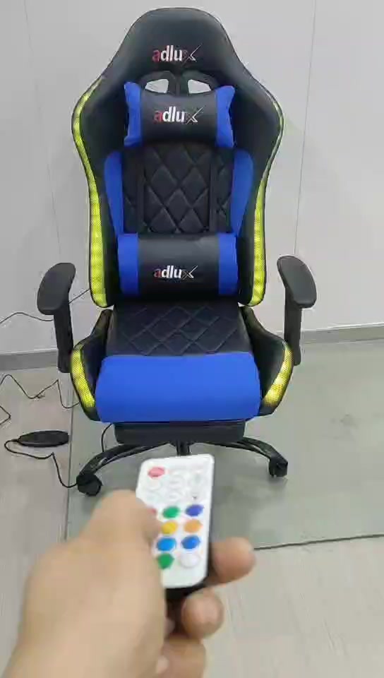 ADLUX GC789 RGB Gaming Chair with Massage Pillow & Footrest, Blue & Black - كرسي قيمنق أزرق