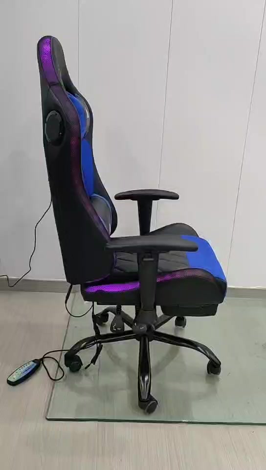 ADLUX GC789 RGB Gaming Chair with Massage Pillow & Footrest, Blue & Black - كرسي قيمنق أزرق