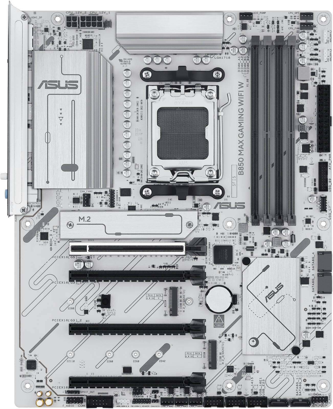 ASUS B850 MAX GAMING WIFI WHITE AM5 AMD DDR5 GAMING Motherboard - اللوحة الأم