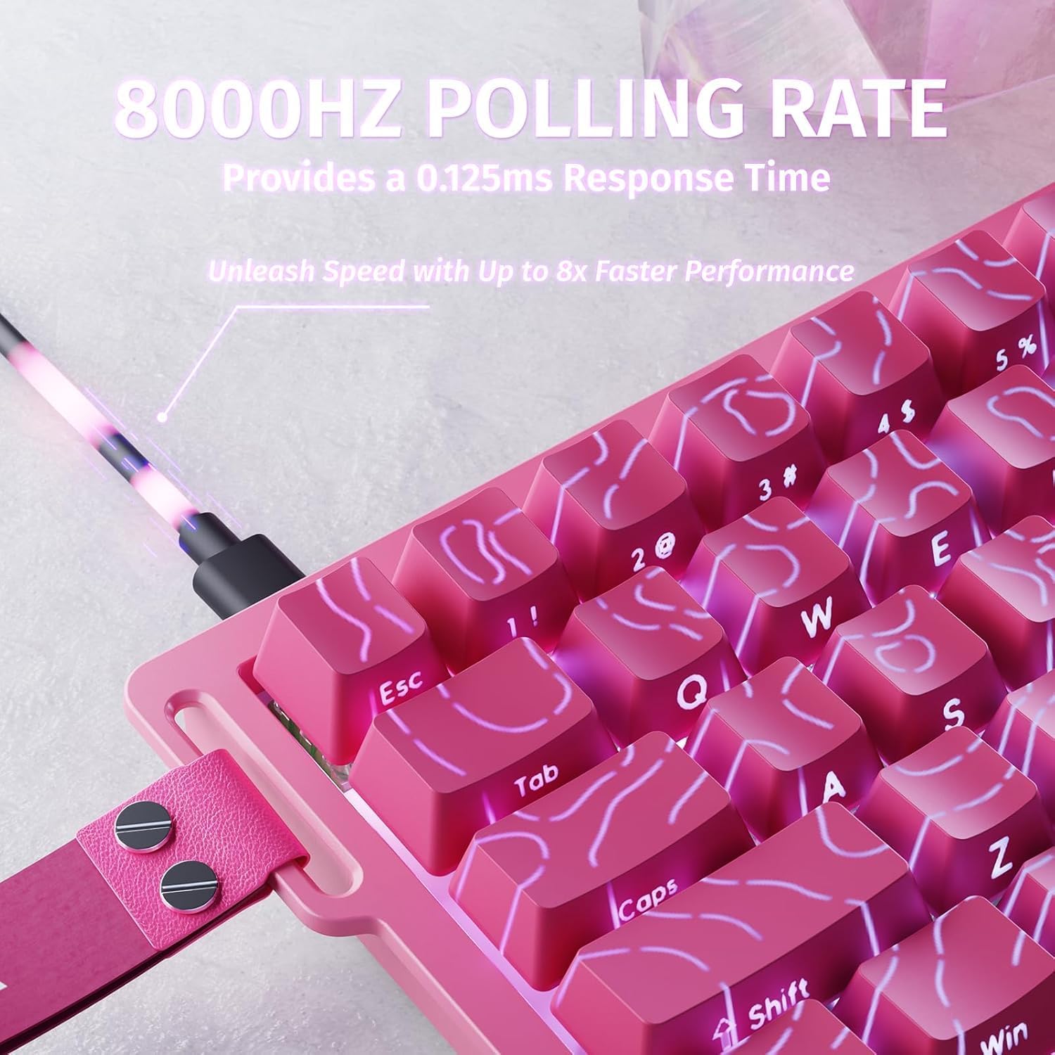 ATTACK SHARK X68 HE Rapid Trigger 60% Keyboard Magnetic Switch, Pink / Rose Red - كيبورد احترافي وايرليس