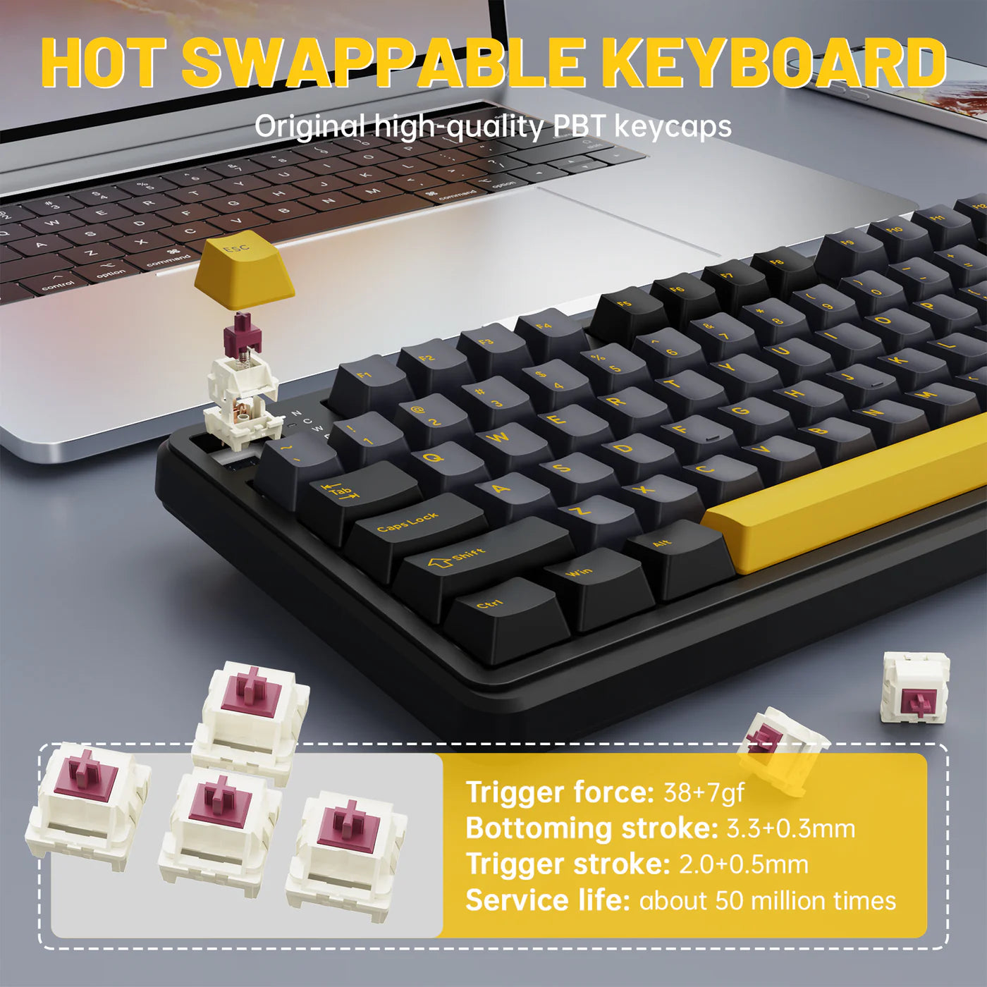 ATTACK SHARK X98PRO Wireless, Tri-Mode Gaming Mechanical Keyboard Star Black - كيبورد ميكانيكي أسود