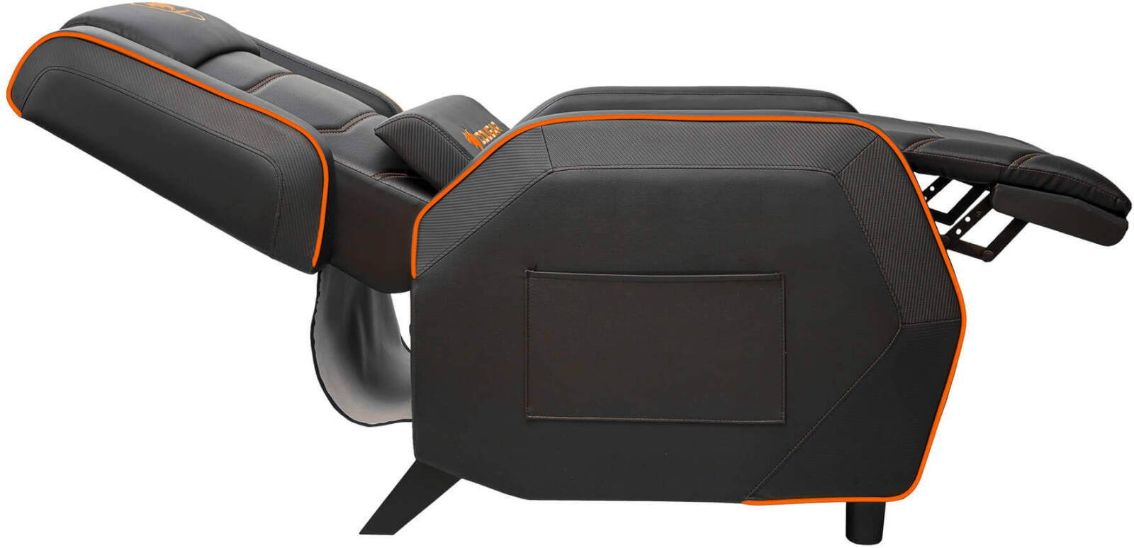 Cougar Ranger S Gaming Sofa, Side Storage Pocket, Breathable PVC Leather, Headrest Lumbar Pillow, Adjustable Design, Up to 160Kg Weight Capcity, Black/Orange - كرسي للقيمنق