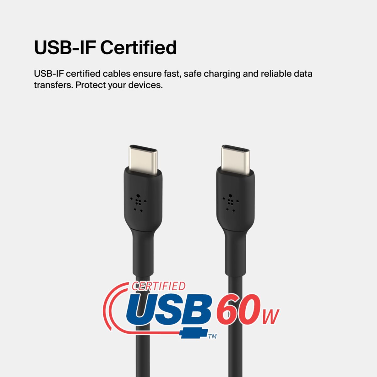 Belkin BoostCharge USB-C to USB-C Cable 2m, 60W PD Fast Charging, USB-IF Certified, Black