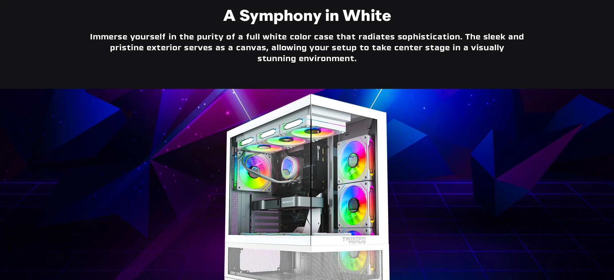 Twisted Minds Phantek-07 Mid Tower ATX Gaming PC Case with Mesh, 7x RGB Pre-installed Fans - WHITE  - كيس أبيض