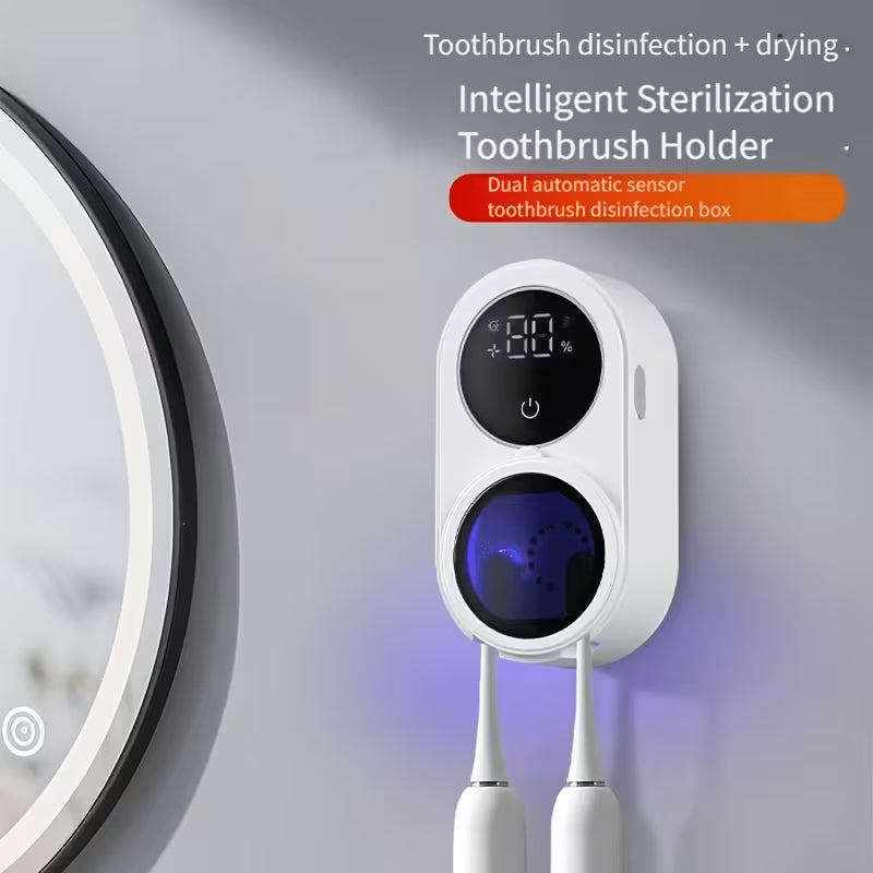 Dual Automatic Toothbrush Sterilizer Rechargeable UVC+UVA ABS Material - منظف فرشات اسنان